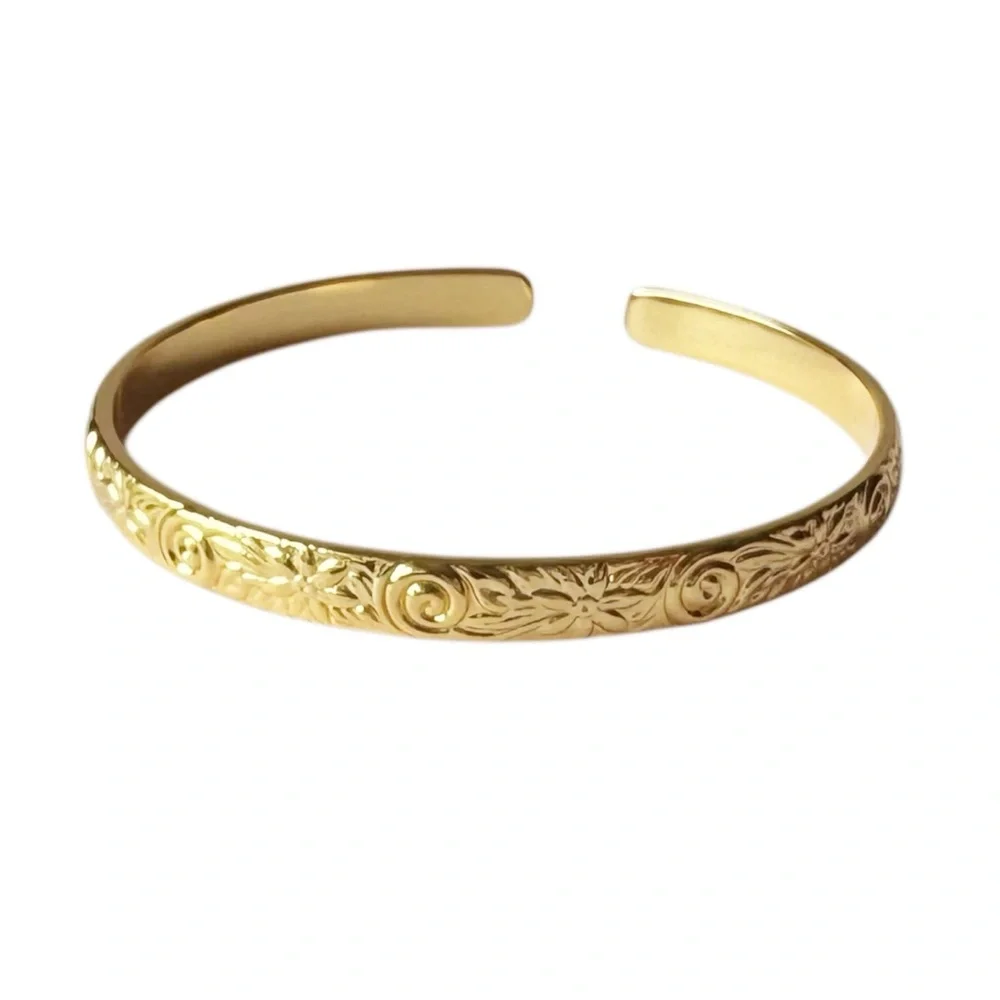 Our Spare Change Gold Floral Cuff | NWT - Picture 4 of 8